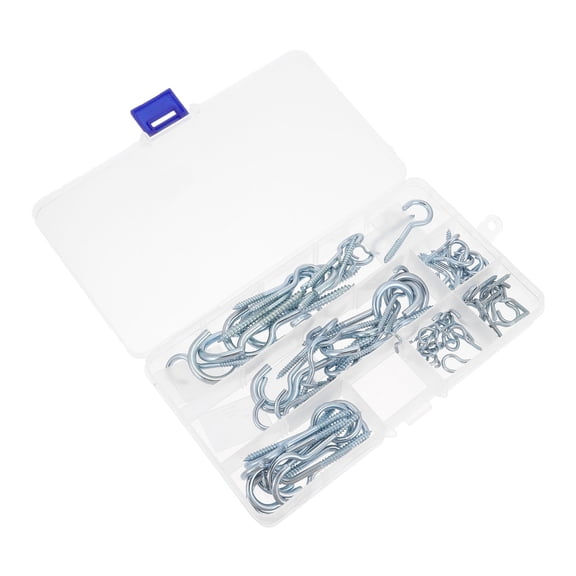 Luxshiny 80Pcs Eyebolt Hooks Assortment Kit Plated Silver Designed for Light Duty Hanging in Home Spaces
