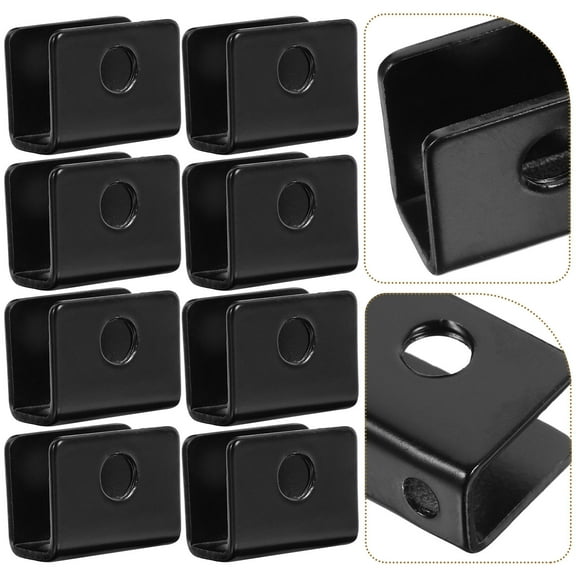 Luxshiny 8Pcs Black Metal Glass Clamps Heavy Duty Mirror Brackets for Secure Wall Mounting