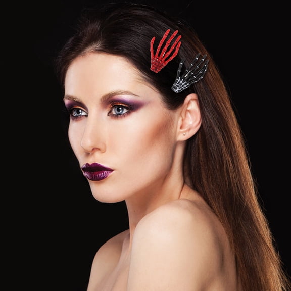 Luxshiny 8Pcs Hand Bone Shape Hair Clip Assorted Color Skull Hair Pin For Women