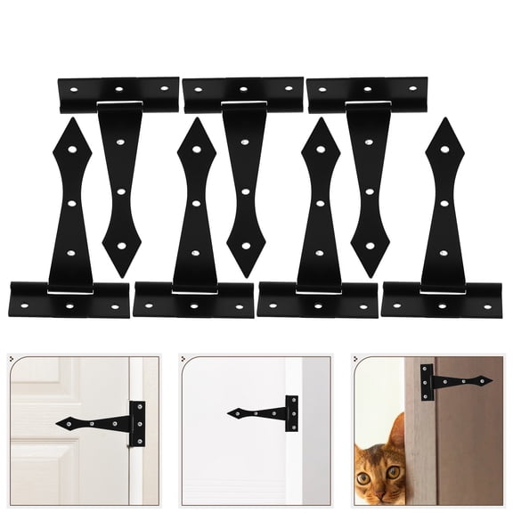 Luxshiny 8Pcs Iron Close Hinges for Cabinet Doors Black Wear Resistant for Outdoor Use