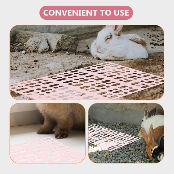 Luxshiny 8Pcs Pink Rabbit Cage Mat with Hole Design for Home Use Pet Foot Pads and Wear Resistant Floor Cushion