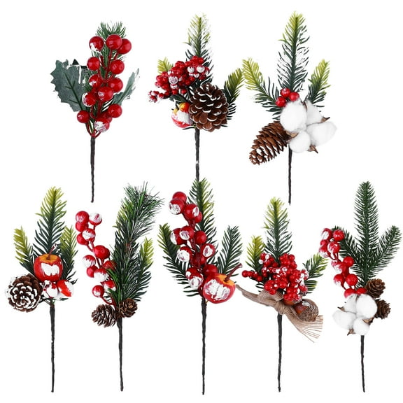 Luxshiny 8Pcs Artificial Plastic Red Berry Bunches Unique Shape Romantic Decoration for Parties