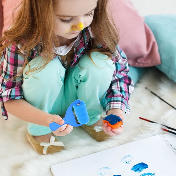 Luxshiny 8Pcs Small Paint Roller Set with Ergonomic Handles for Comfortable DIY Painting Projects Multi