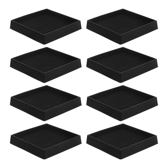 Luxshiny 8Pcs Square Rubber Furniture Caster Cups Black Non Skid Pads for Sofa and Stool Legs