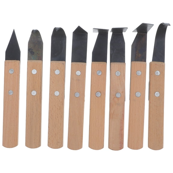 Luxshiny 8Pcs Stainless Steel Clay Carving Tools with Wooden Handles for Pottery Sculpting and Polymer Clay Modeling