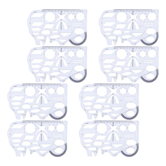 Luxshiny 8Pcs Stencils Drawing Ruler Portable Transparent Metric Rulers in Assorted Colors