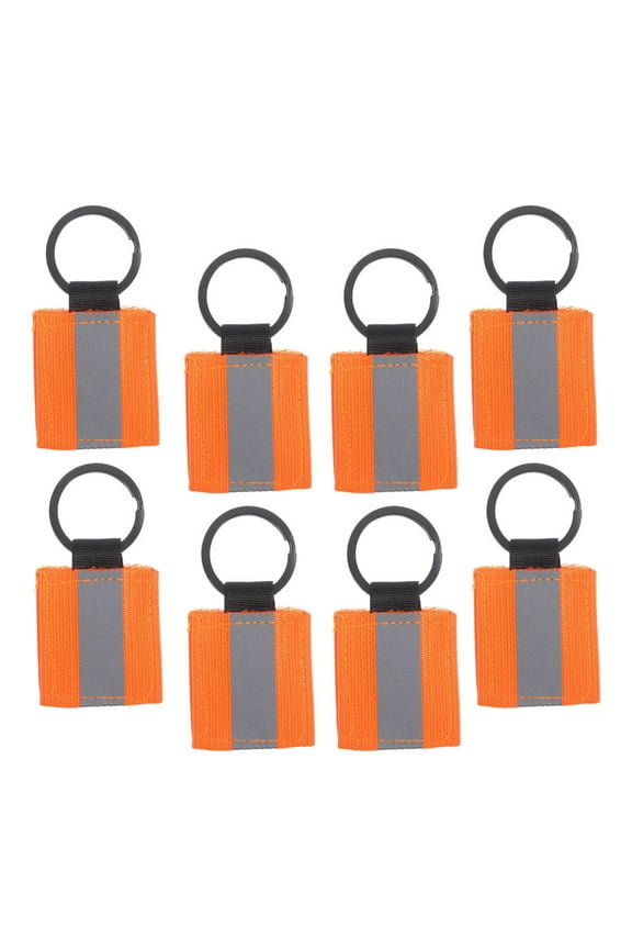 8pcs Kids Waterproof Reflective Keychain Nylon Safety Gear Orange
