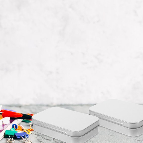 LITINKIMI Rectangular Tin Storage Boxes with Hinged Lids, Assorted Colors for Organizing Small Items