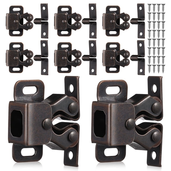 Luxshiny 8-Piece Heavy Duty Double Roller Set for Cabinet Doors with Spring Bearing, Dark Brown Finish