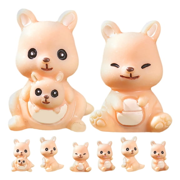 Luxshiny 8pcs Fairy Garden Animal Accessories Resin Home Decor Light Brown Small Statues for Indoor Outdoor Use