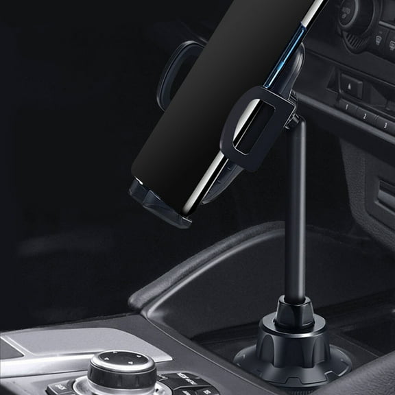 Luxshiny ABS Black Car Phone Rack Adjustable Car Cup Holder Phone Mount for