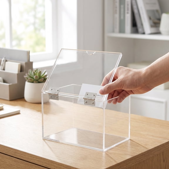 Alasum Acrylic Flash Card Holder Box with Sign Slot and Smooth Edges for Desk Use