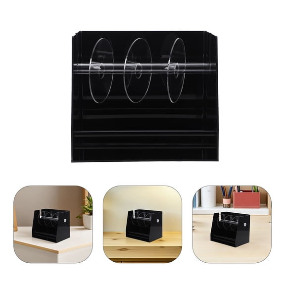 Luxshiny Black Acrylic Sticker Roll Holder Organizer for Office and Business Label Rolls