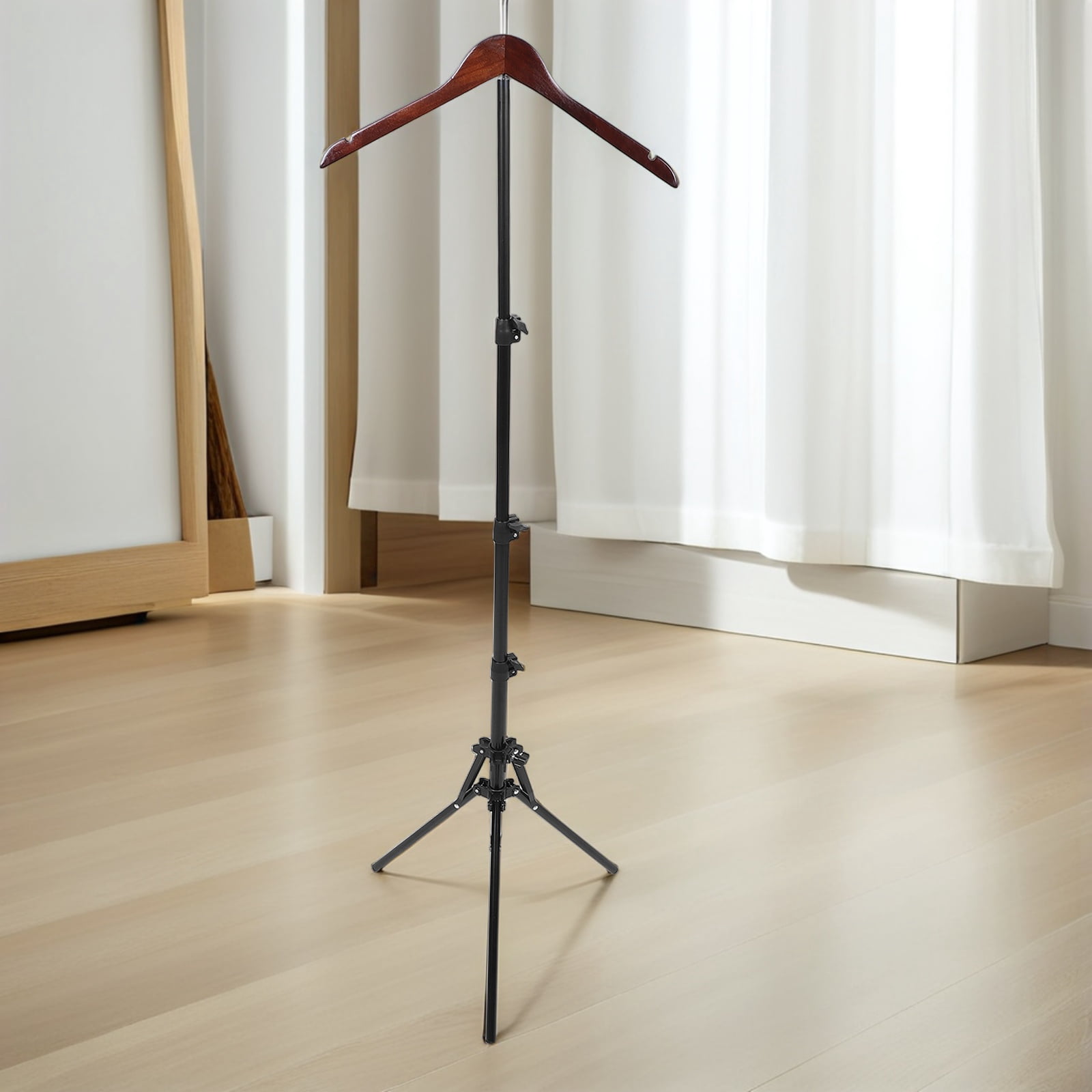 Luxshiny Adjustable Black Garment Steamer Rack for Clothes with Folding Design and Stable Support for Home Use
