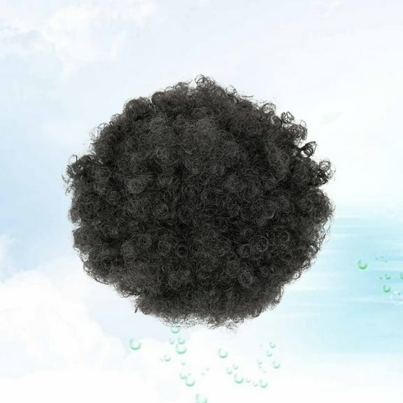 Luxshiny African Afro Wrap Ponytail Extension Black Synthetic Fiber Short Curly Puff for Decoration