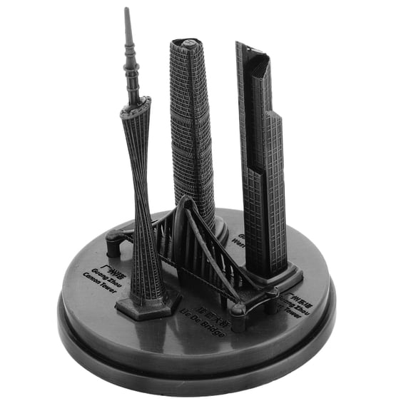 Luxshiny Dark Grey Alloy Guangzhou Tower Model Desktop Ornament Chinese Style Architectural Decor