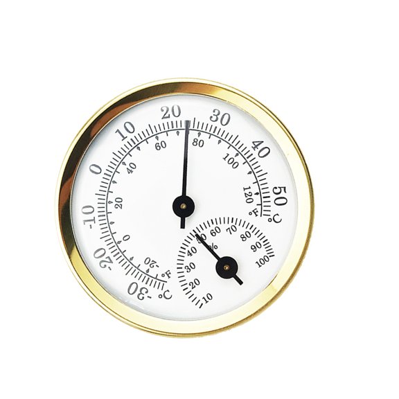 Luxshiny Analog Hygrothermograph Golden Temperature and Humidity Meter with Clear Celsius Scale