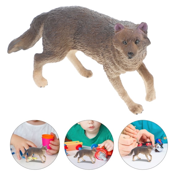 Luxshiny Animal Figurines Wolf Figurine Grey for Bookshelf Decor Plastic 1Set