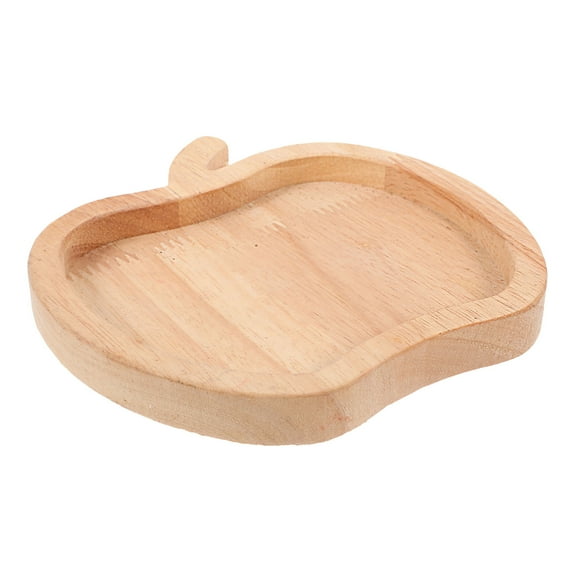 Luxshiny Apple Shape Wood Fruit Serving Tray 14x14x1.5Cm Khaki 1Pack Ideal For Kitchen Gathering