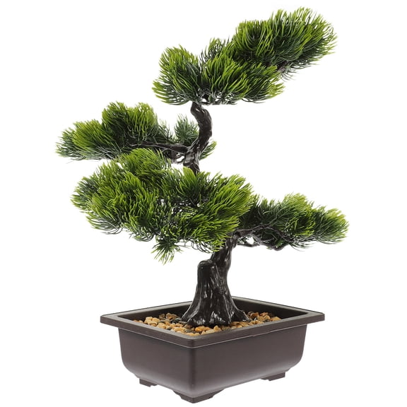 Luxshiny Green Artificial Bonsai Pine Tree in Pot, Decorative Plant for Home, Office, Desk, and Indoor Use