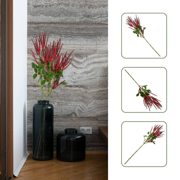 Luxshiny Artificial Plant Branch Faux Floral Stems Red Plastic 1Set