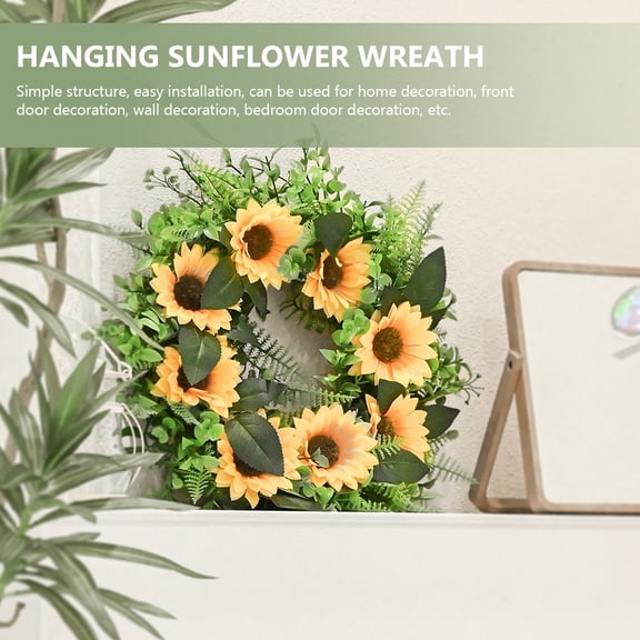 Luxshiny Decorative Sunflower Wreath Yellow Rustic Hanging Door Sign for Entryway