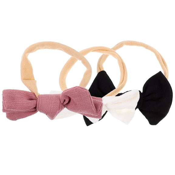 Luxshiny 3pcs Infant Headbands Bow Hair Bands Nylon Assorted Color Comfortable Fit