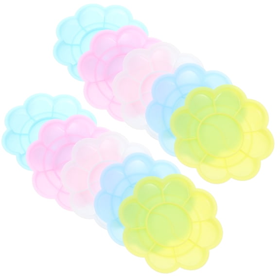 Luxshiny Assorted Color Flower Shaped Painting Trays Plastic Pallets for DIY Art and Watercolor Use 100 Count
