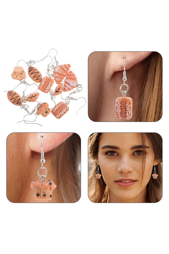 Assorted Color Food Earrings with Unique Baked Goods Design Lightweight Resin for Daily Wear and Parties