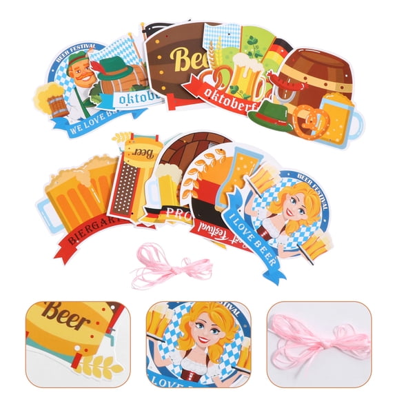 Luxshiny Assorted Color Oktoberfest Party Pendant Decorations Paper Hanging Door Hangers for Festive Decor