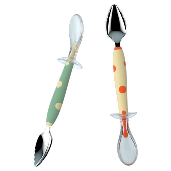 Luxshiny Smooth Polished Double Headed Fruit Feeding Spoon in Assorted Colors