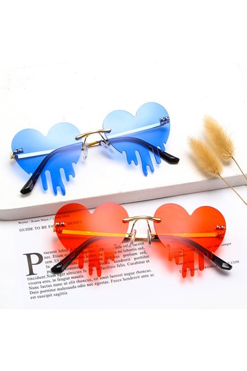 Heart-Shaped Blue and Orange Sunglasses Amazon.com: QEYMN 2 PCS Blue Heart Shaped Sunglasses Women  main image 4