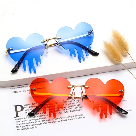 Luxshiny 1 Pair Chic Heart-Shaped Red Metal Sunglasses with UV for Back to School Outdoor Activities
