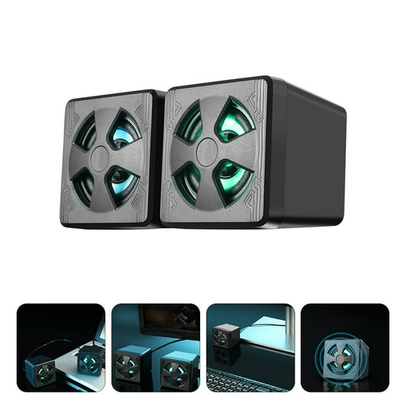Luxshiny Back to School 2 PCS Computer Speakers for Desktop Mini Wired Speaker Black Plastic Indoor Use Users