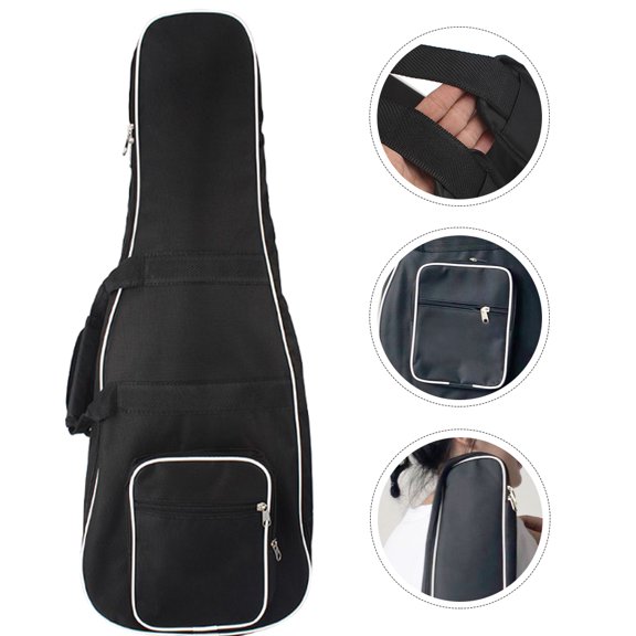Luxshiny Backpack Mandolin Bag Black Waterproof Oxford Cloth for Daily Use 1Pcs