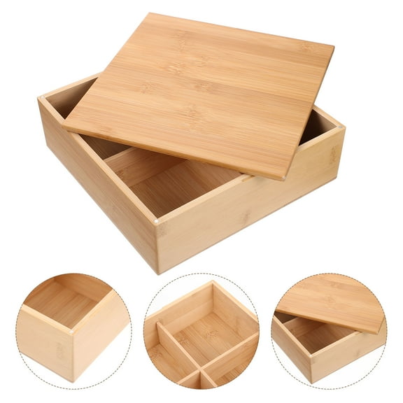 Luxshiny Bamboo Storage Box For Candy Container Home Use 1Set
