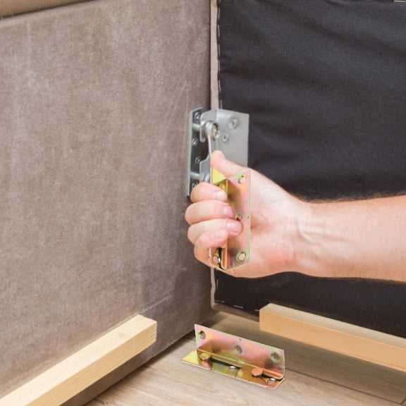 Luxshiny 4Pcs Golden Iron Bed Rail Brackets Sturdy Fasteners with Pin and Latch for Home Use