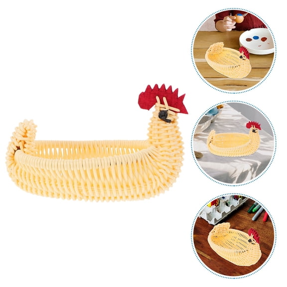 Luxshiny Chicken Egg Holder Woven Basket Beige ABS 1Pcs for Easter Table Decorations