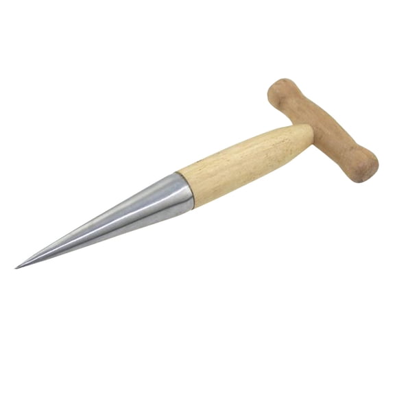 Luxshiny Beige Handheld Dibber for Gardening with Stainless Steel and Wood for Easy Planting and Transplanting