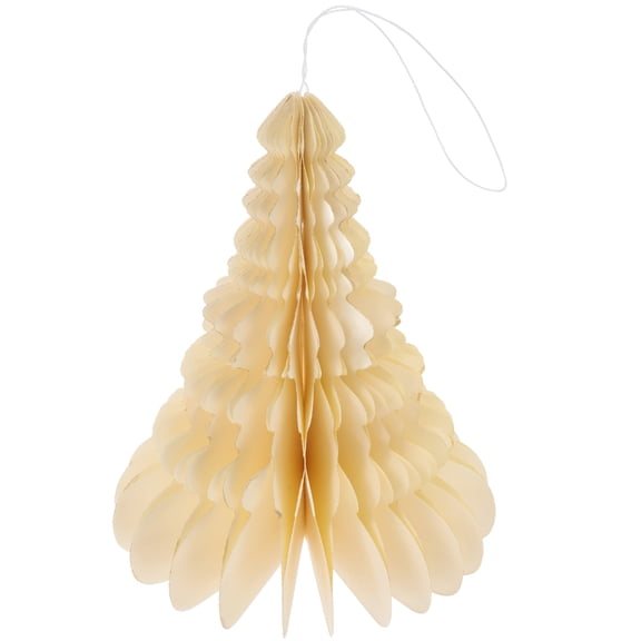 Luxshiny Honeycomb Xmas Tree Paper Christmas Tree Beige Festive Atmosphere Business Owners 1Pack