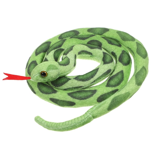 Luxshiny Large Green Fake Snake Plush Toy, Realistic Short Design for Family Theme Parties, 1 Piece