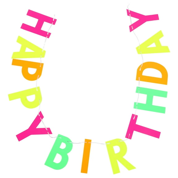 Luxshiny Assorted Color Fluorescent Birthday Hanging Banner Paper Material Party Decor