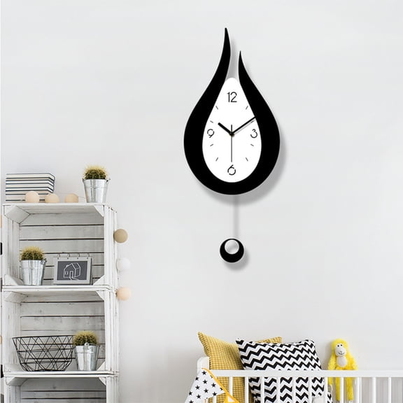 Luxshiny Black Acrylic Wall Clock Featuring a Continuously Swinging Pendulum for Elegant Home Decor