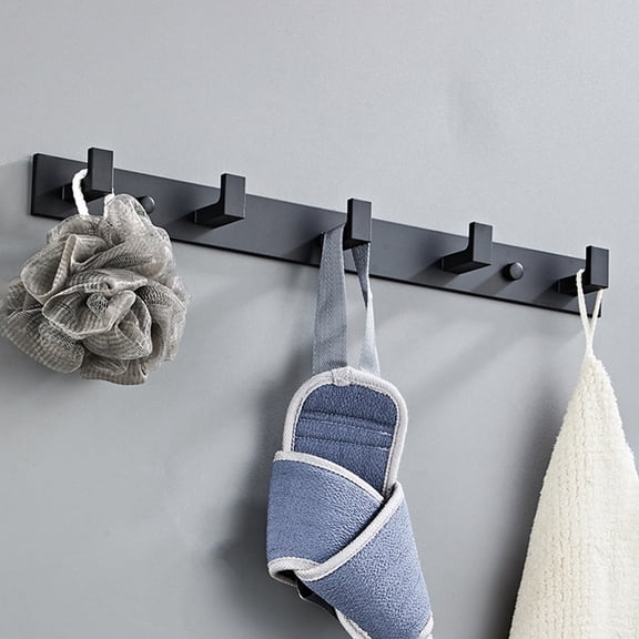 Luxshiny Black Aluminum Wall Mounted Coat Rack Storage Hanging Hook for Bedroom Bathroom Use