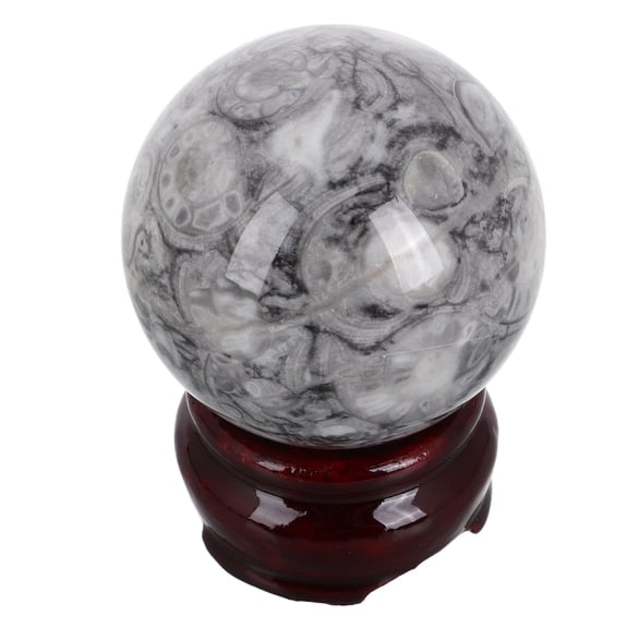 Luxshiny Black Crystal Ball Sphere for Home Decorative Crystal Ball Adornment with Wooden Stand 4.0 inches