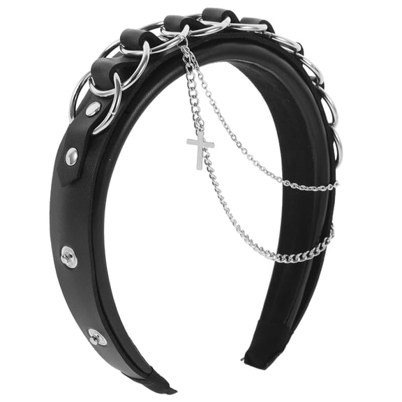 Luxshiny Retro Style Black Goth Headband with Dark Chain Embellishments