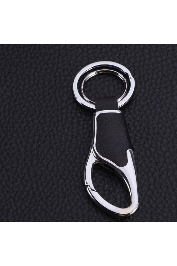 Black Keychain for Key Organization with Genuine and Durable Metal Ring