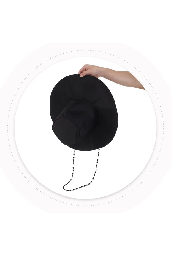 Korean Style Flat Top Hat Black Polyester for Performance Unique Design
