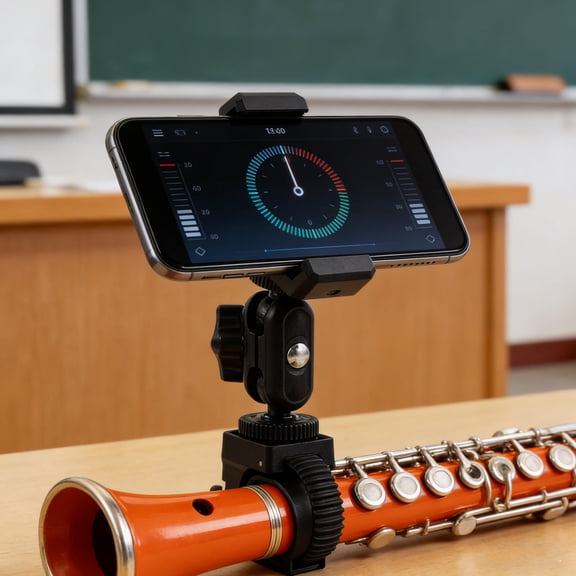 Luxshiny Black Metal Adjustable Music Phone Holder Stand for Woodwind Instruments with Stable Grip