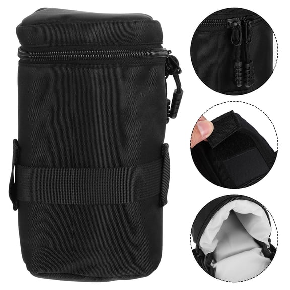 Luxshiny Black Nylon Camera Lens Holder Protective Case Impact Resistant 1 Piece Lens Storage Accessory